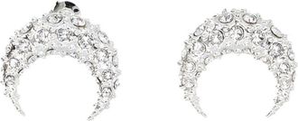 Marine Serre small rhinestone-embellished Moon earring - women - Rhinestone/Recycled Pewter/Silver - One Size