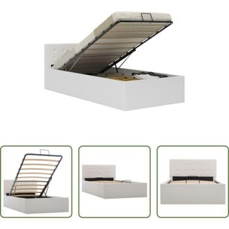 vidaXL vidaXL Letto con meccanismo a gas - Giroletto con Contenitore Idraulico Bianco Similpelle 90x200cm