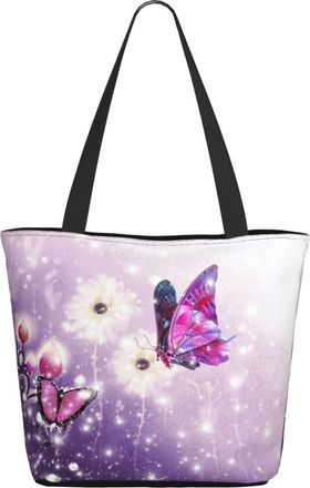 AOOEDM Purple Butterflies Ladies Shopping Bag 13x11x7in.The Perfect ValentineS Day Gift.It Is The Best ValentineS Day Gift For Mom, Daughter, Wife,Etc