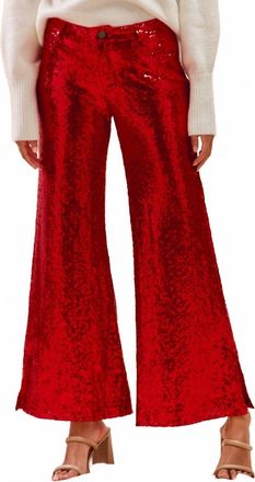 So Me Sequin Mid Rise Leg Holiday Pants In Red