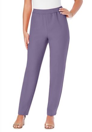 Roaman's Petite Plus Size Classic Bend Over Structured Straight Leg Pull-On Pant in Soft Grape at Nordstrom, Size 20Short