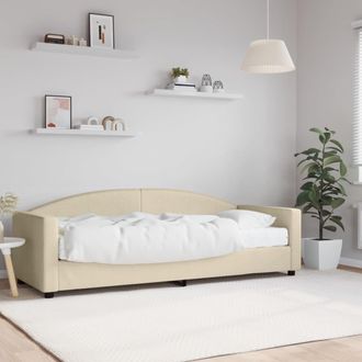 vidaXL Sof&aacute; Cama Con Colch&oacute;n Tela Crema 80x200 Cm Vidaxl
