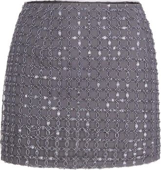 Rotate Korte Rok - Dames - Korte rokken - Grijs - M - Polyester - Rokken