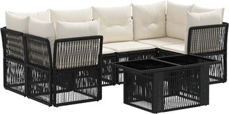 vidaXL Conjunto De Sof&aacute;s De Jard&iacute;n 7 Uds. Negro Rat&aacute;n Sint&eacute;tico Vidaxl