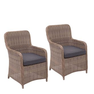 Hhg [non Utilizzato] Set Salotto Giardino Esterno Salottino Polyrattan Hhg-084 Elegante Cuscini Grigi Spun Poly Set 2x Poltrone
