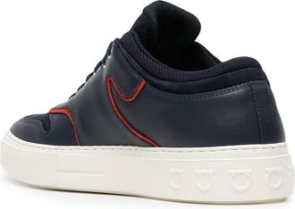 Ferragamo Leather Low-Top with Logo Detail Sneaker - Navy