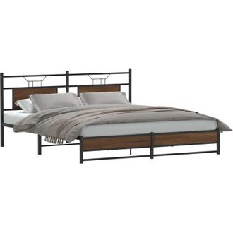 vidaXL Vidaxl - Estructura De Cama Sin Colch&oacute;n Metal Roble Marr&oacute;n 183x213 Cm