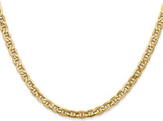 Diamond2Deal 10k Yellow Gold 4mm Semi-Solid Anchor Chain Necklace