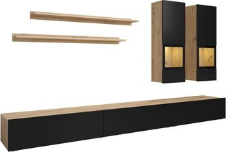 Petits Meubles Muro tv 5 piezas con led tablero de aglomerado laminados negro