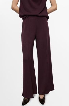 Mango Pleated Wide Leg Pull-On Pants in Burgundy at Nordstrom Rack, Size Medium
