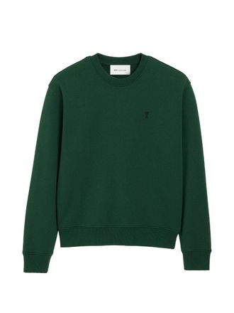 Ami Deep Green Sweater with Classic Crew Neckline