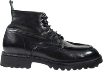 Green George Italiaanse Leren Zwarte Enkellaarzen - Heren - Veterlaarzen - Zwart - 40 EU - Leer - Schoenen