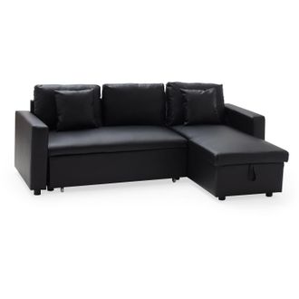 Happy Garden Happy Garden - Sof&aacute; Cama De Polipiel 3 Plazas Color Negro Clark