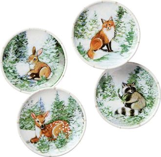 Certified International Winter Cabin Set Of 4 Canape Plates