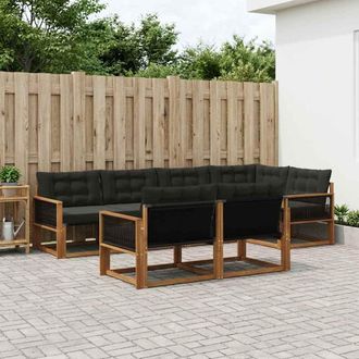 vidaXL Vidaxl Set Di Divani Da Esterno 7 Pz Naturale E Nero