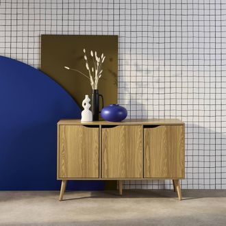Sweeek 120cm Walnut-effect Sideboard With 3 Doors & 3 Shelves in Grey