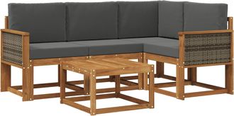 vidaXL Conjunto De Sof&aacute;s De Exterior 5 Uds. Natural Y Antracita Vidaxl