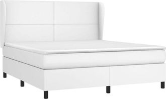 vidaXL Vidaxl - Cama Box Spring Con Colch&oacute;n Cuero Sint&eacute;tico Blanco 160x200 Cm