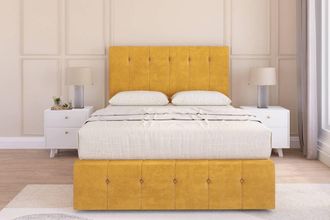 Sloomy Cambridge Plush Divan Set 2 Drawers-26 Headboard-Footboard in Mustard | Size: Small Double