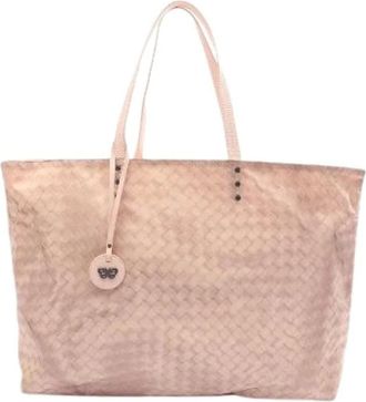 Bottega Veneta Pre-owned Tote Bags, female, Pink, Size: ONE SIZE Pre-owned Intreccio Illusion nylon leather tote bag