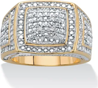 Palm Beach Jewelry Mens Round Cut Diamond Grid Ring 1/10 TCW Two-Tone Gold-Plated