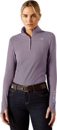 Ariat Womens Lowell 3.0 1/4 Zip Baselayer Top Long Sleeve in Purple Ash, Size X-Small, by Ariat