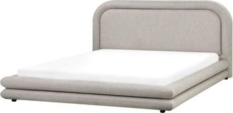 Beliani Beliani - Cama Tapizada De Tela Con Cabecero Y Somier Muebles De Dormitorio Gris Pardo 180 X 200 Cm Lavardens