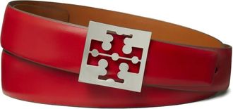 Tory Burch logo-buckle belt - women - Calf Leather - M - Red