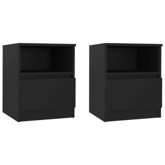 vidaXL Vidaxl - Mesitas De Noche 2 Uds Madera Contrachapada Negro 40x40x50 Cm