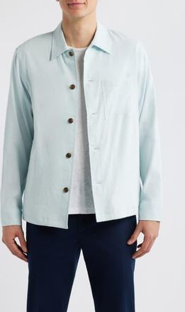 Theory Linen Blend Overshirt Jacket in Dark Icy Dew at Nordstrom, Size Xx-Large