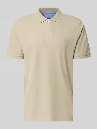 Fynch-Hatton Fynch-Hatton Regular Fit Poloshirt mit Label-Stitching in Beige, Gr&ouml;&szlig;e XXXL
