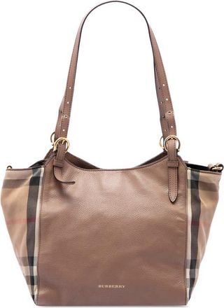 Burberry Pre-owned Burberry Small Derby Calfskin and House Check Canvas Canterbury Tote Ladies 4XUUXZVQC6NAHCVR