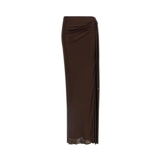 Elisabetta Franchi Midi Skirts, female, Brown, Size: XS Knot Split Maxi Skirt