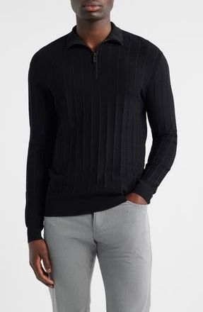Emporio Armani Rib Quarter Zip Sweater in Black at Nordstrom Rack, Size Xxx-Large