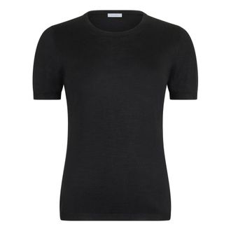 Malo Truien & Vesten, Dames, Zwart, 4Xl, Kasjmier, Zwarte trui met korte mouwen, basic