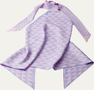 Prada Triangle-Print Silk Halter Top