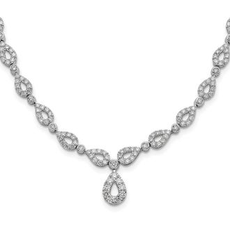 Diamond2Deal 14K White Gold 2 3/4 Ct Lab Grown Diamond Teardrop Pendant Necklace 17 Clarity VS, Color G-H