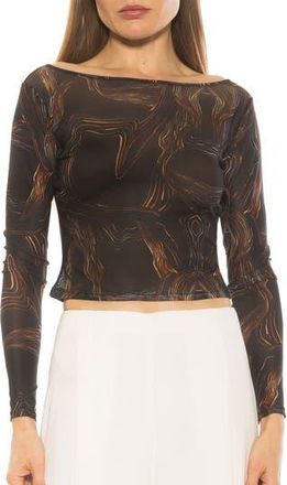 Alexia Admor Opal Sheer Mesh Top in Black Abstract at Nordstrom Rack, Size X-Small