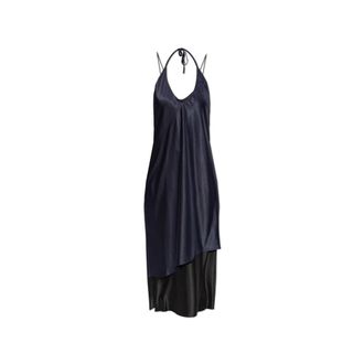 VETEMENTS Double-Layered Slip Dress - Dames - Feestkleedjes - Blauw - S - Satijn - Kleedjes