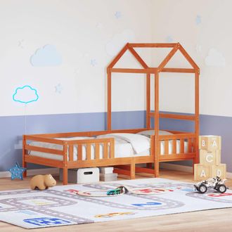 vidaXL Vidaxl - Estructura Cama Con Techo Madera Maciza Pino Marr&oacute;n 75x190 Cm