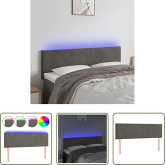 vidaXL vidaXL Luci LED - Testiera a LED Grigio Scuro 144x5x78/88 cm in Velluto