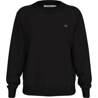 Calvin Klein Zwarte Sweater Regeneratief Katoen Geborduurd Logo - Dames - Sweatshirts - Zwart - S - Katoen - Hoodies & sweatvesten
