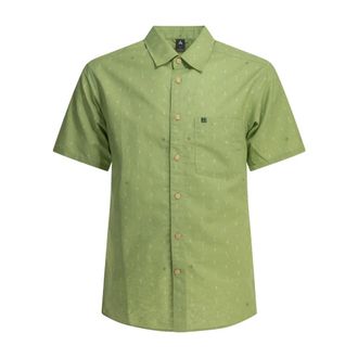 Montbell Short Sleeve Camp Shirt with All-Over Print - Heren - Korte mouwen Overhemden - Groen - XL - Overhemden