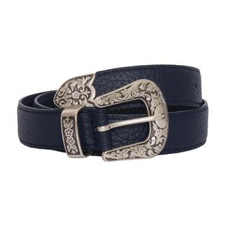 Orciani Belts, female, Blue, Size: 80 CM Floral-engraved Buckle Belt