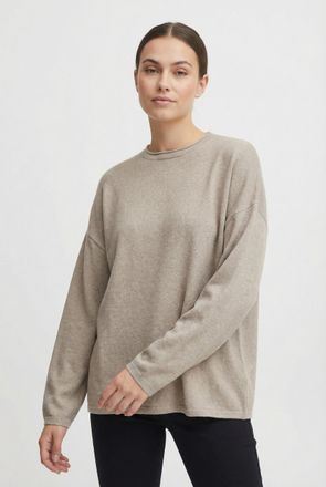 Only Strickpullover ONLY ONLLOYAL AMALIO LIFE LS O-NECK KNT NOOS, Damen, Gr. XL, beige detail:melange, Strick, Obermaterial: 80% Polyester, 20% Nylon, meli