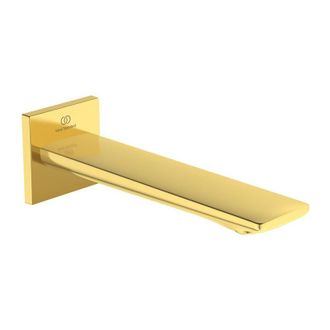 Ideal Ca&ntilde;o De Pared Check Saliente 160 Mm Oro Cepillado Con Roseta Cuadrada Standard