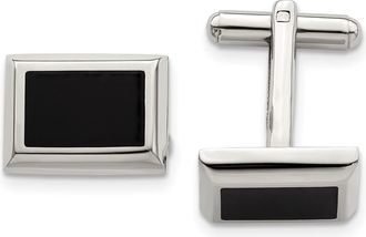 Diamond2Deal Stainless Steel Polished Black IP-plated Rectangle Cufflinks