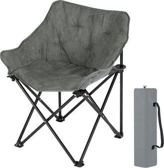 Woltu Woltu 1x Silla De Camping Plegable Hasta 120 Kg Silla De Pesca Silla Plegable Con Bolsa De Almacenamiento, Gris Oscuro