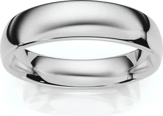 Pompeii3 10k White Gold Plain High Polish Comfort Fit 6mm Wedding Band Size Selectable