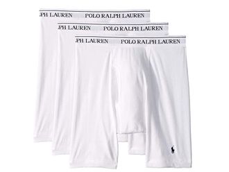 Polo Ralph Lauren Classic Fit w/ Wicking 3-Pack Long Leg Boxer Briefs Mens Underwear White/Cruise Navy Pony Print : LG, Cotton/Jersey
